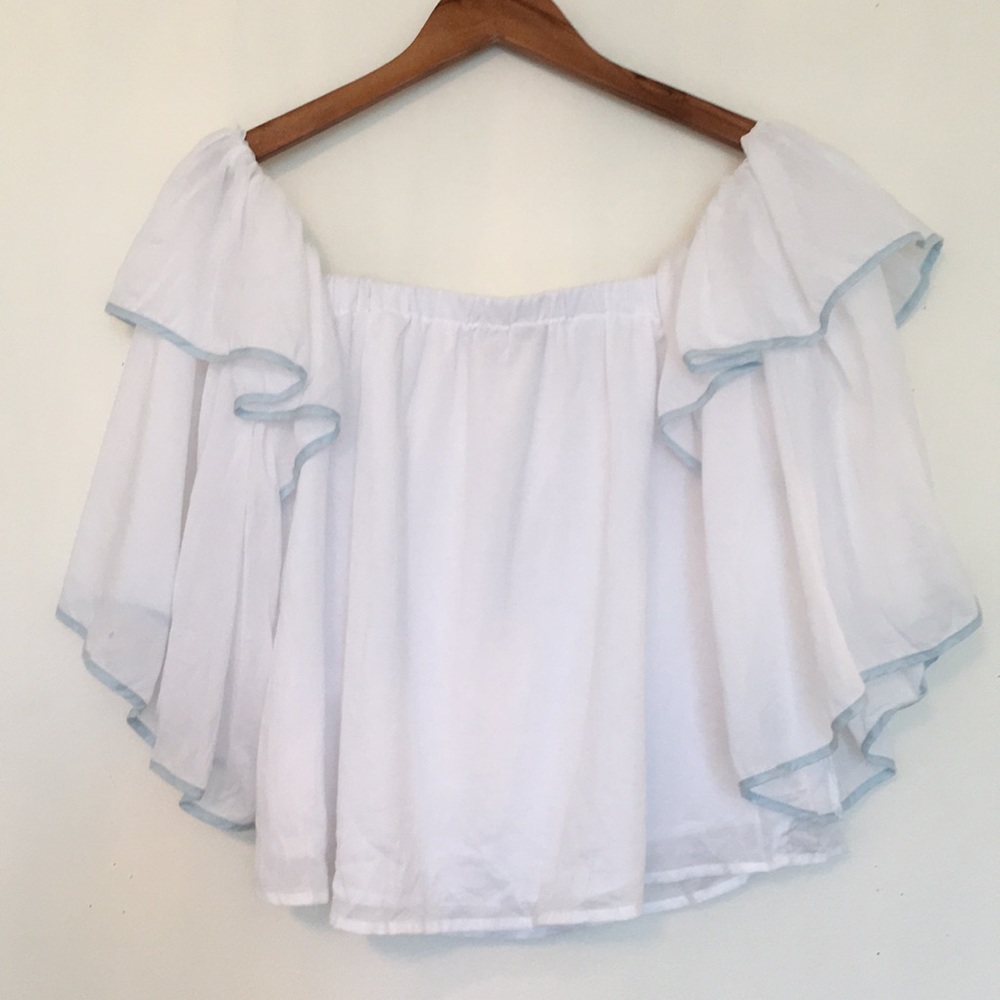 NWT 1. State High Tide Off-Shoulder Ruffle Top - Picture 3 of 7